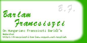 barlam francsiszti business card
